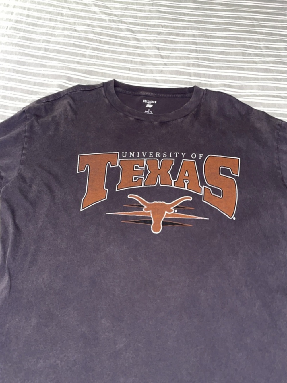 Hollister Black Tee with Burnt Orange Texas Graphic